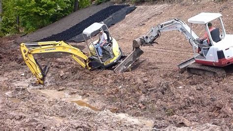 how to get a mini excavator unstuck|excavator stuck in mud.